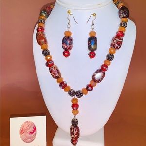 Carnelian stone necklace set